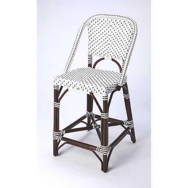 Butler Solstice White and Chocolate Rattan Counter Stool