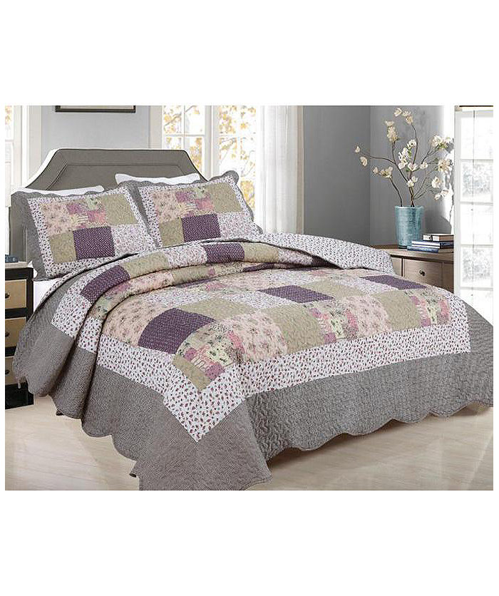 JandV Textiles 2-Piece Cotton Blend Reversible Quilt Set - Twin