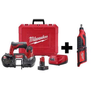 MW M12 12-Volt Lithium-Ion Cordless Sub-Compact Band Saw Kit with One 3.0 Ah Battery and Free M12 Rotary Tool 2429-21XC-2460-20