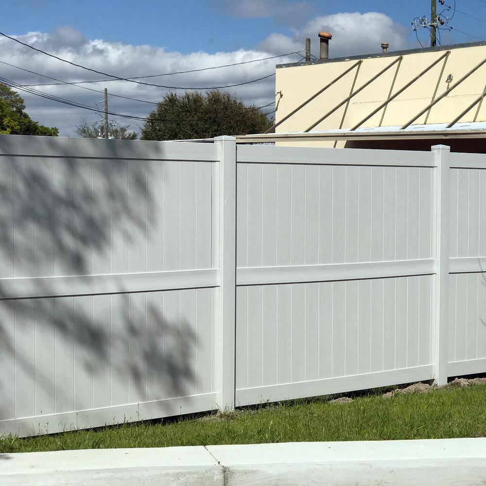 Weatherables Augusta 8 ft. H x 8 ft. W White Vinyl Privacy Fence Panel Kit PWPR-3R-8X8