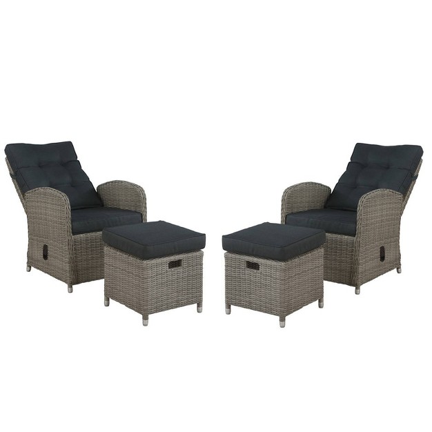 Monaco 4pc Set With 2 Reclining Chairs amp 2 Ottomans Gray Alaterre Furniture