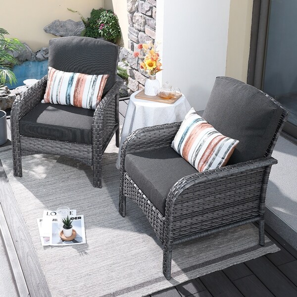 HOOOWOOO Outdoor 2piece Patio Furniture Wicker Chair Set