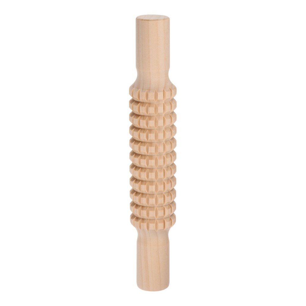 Wood Clay Roller Lattice Texture Rolling Emboss Wood 21cm x 3.5cm   Wooden