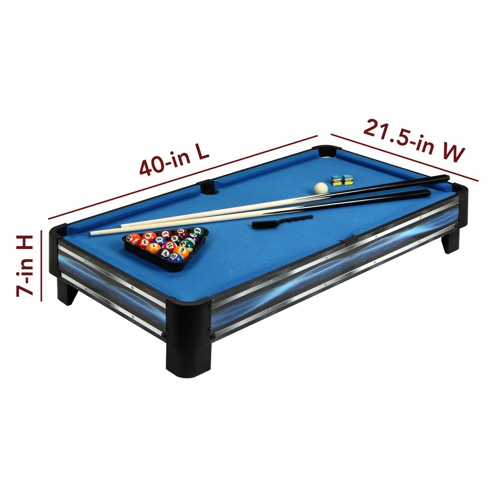 Breakout 40 in Tabletop Pool Table   Blue and Silver Finish