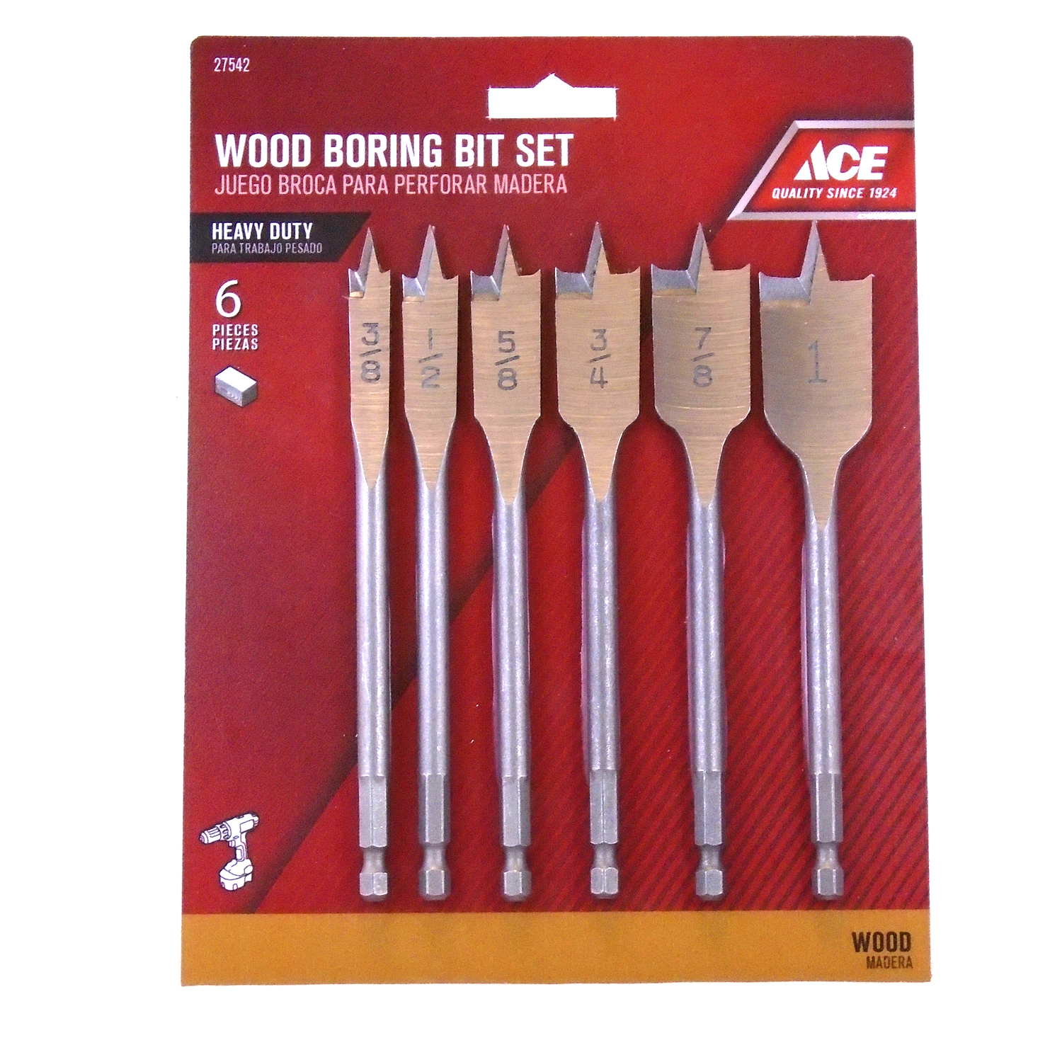 Ace 6 in. L Steel Wood Boring Bit Set 6 pc