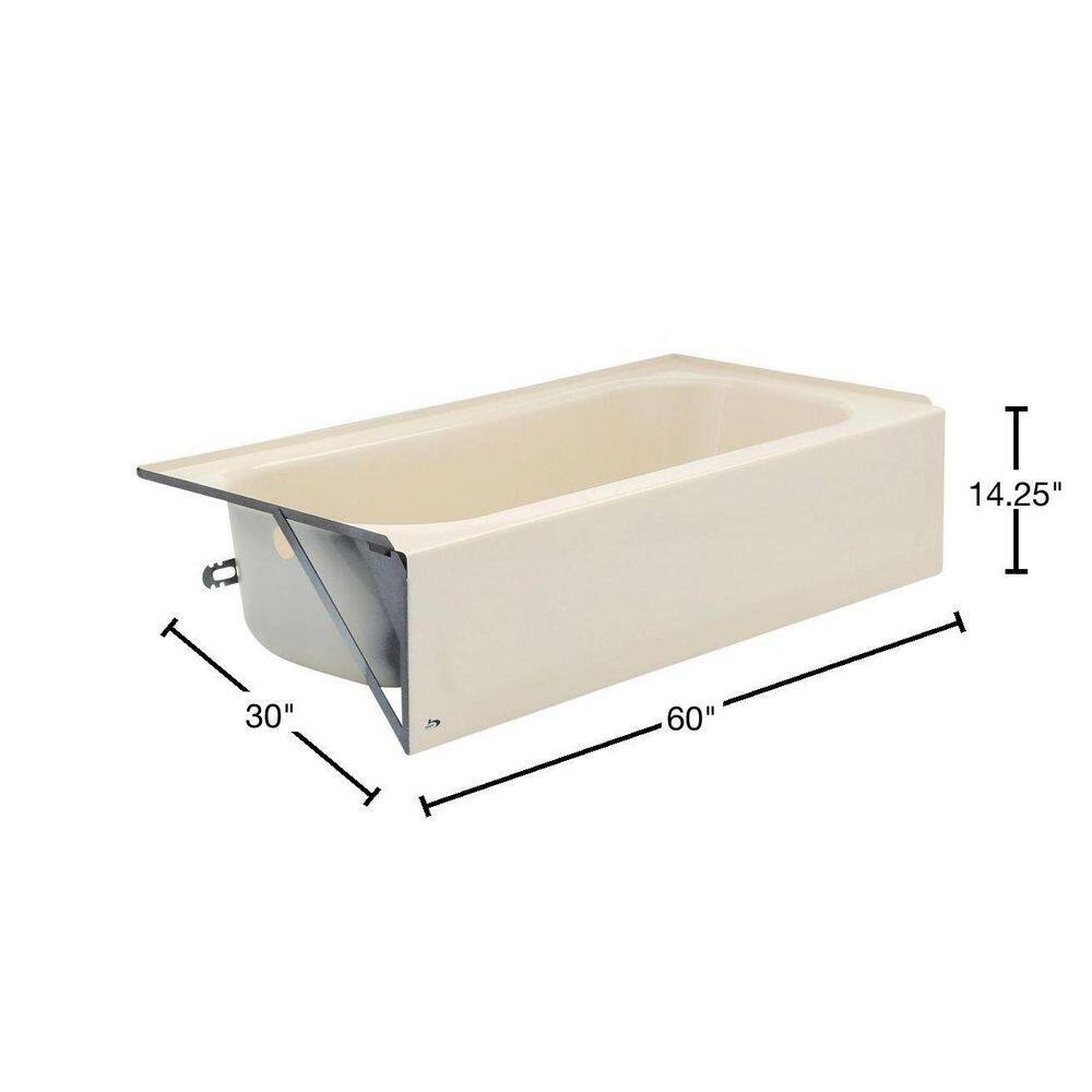 Bootz Industries Aloha 60 in. x 30 in. Soaking Bathtub with Left Drain in Bone 011-3365-06