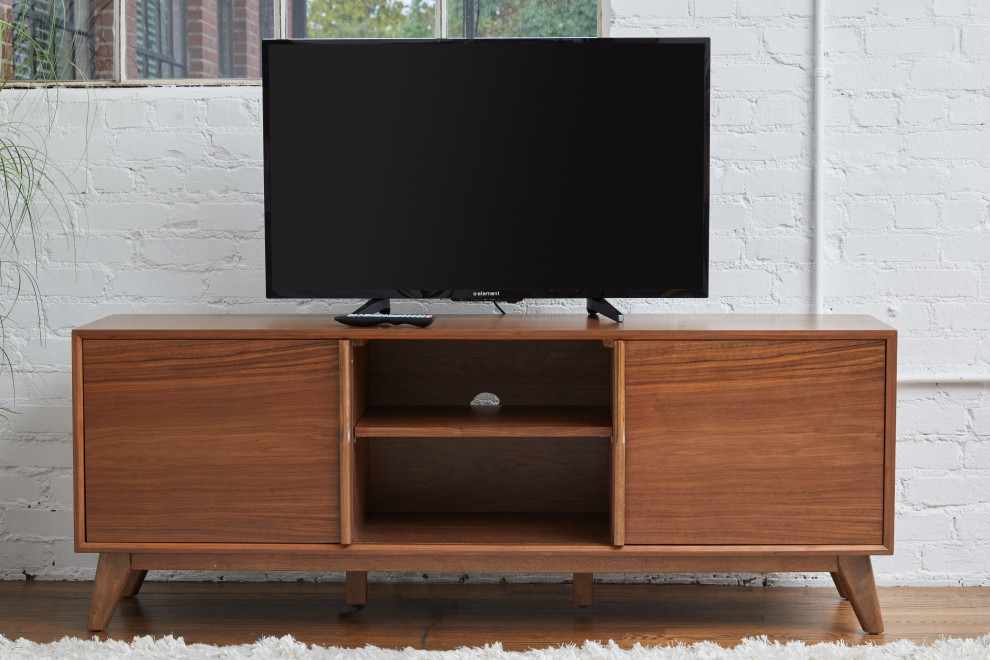 Walnut 3 Section Media Cabinet 63x24   Contemporary   Entertainment Centers And Tv Stands   by Unique Furniture  Houzz