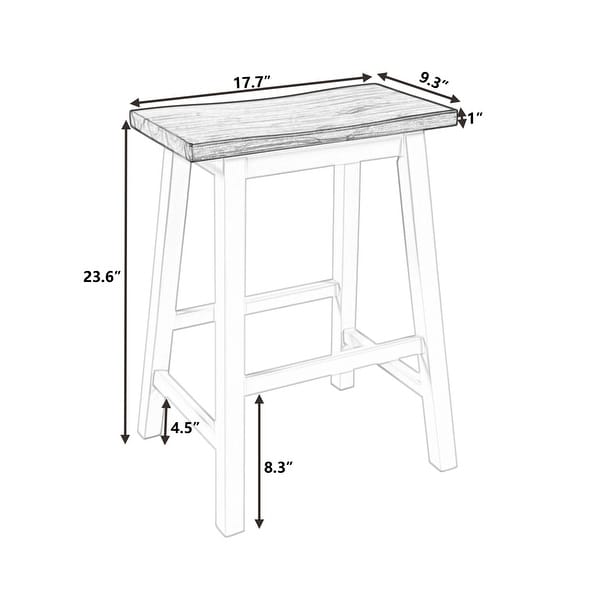 2 Piece Farmhouse Rustic Counter Height Wood Kitchen Dining Stools for Small Places， Walnut