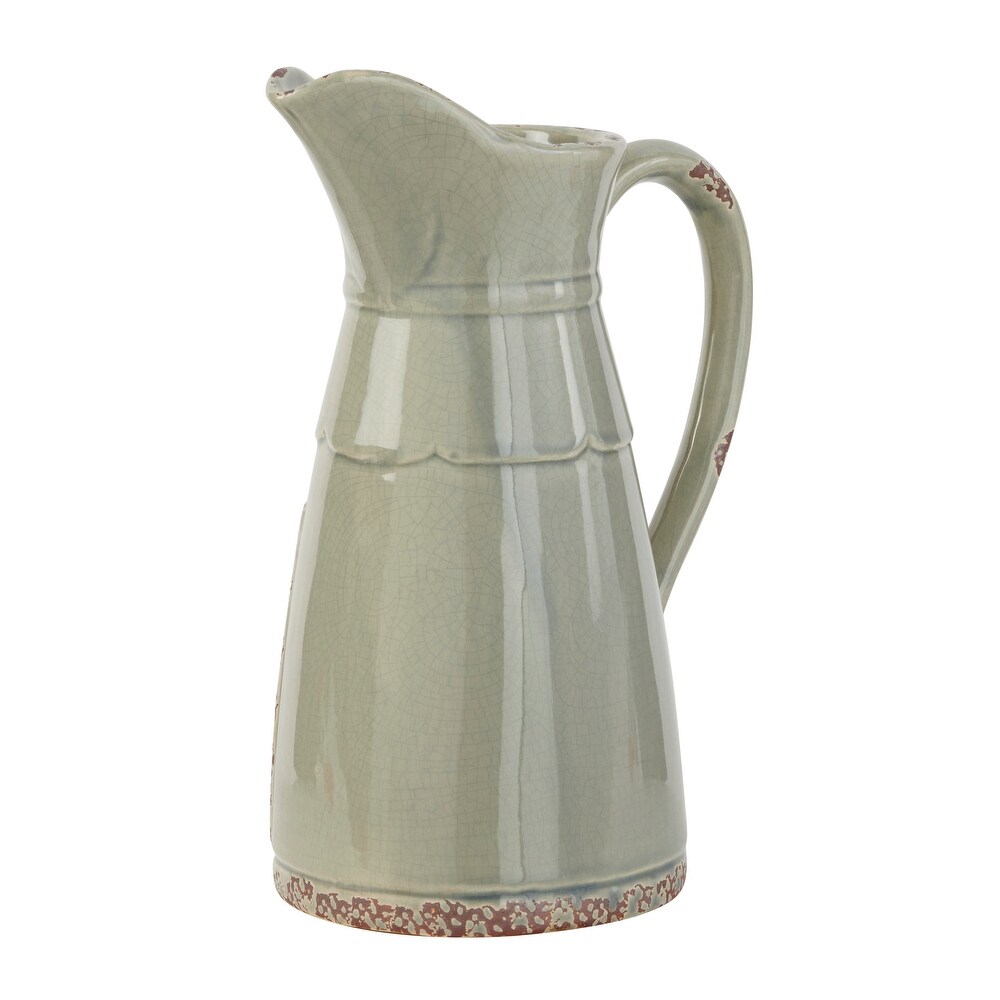 Grey Porcelain Farmhouse Decorative Pitcher 13 x 9 x 6   9 x 6 x 13