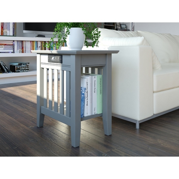 Copper Grove Tovar Grey Side Table with Charging Station