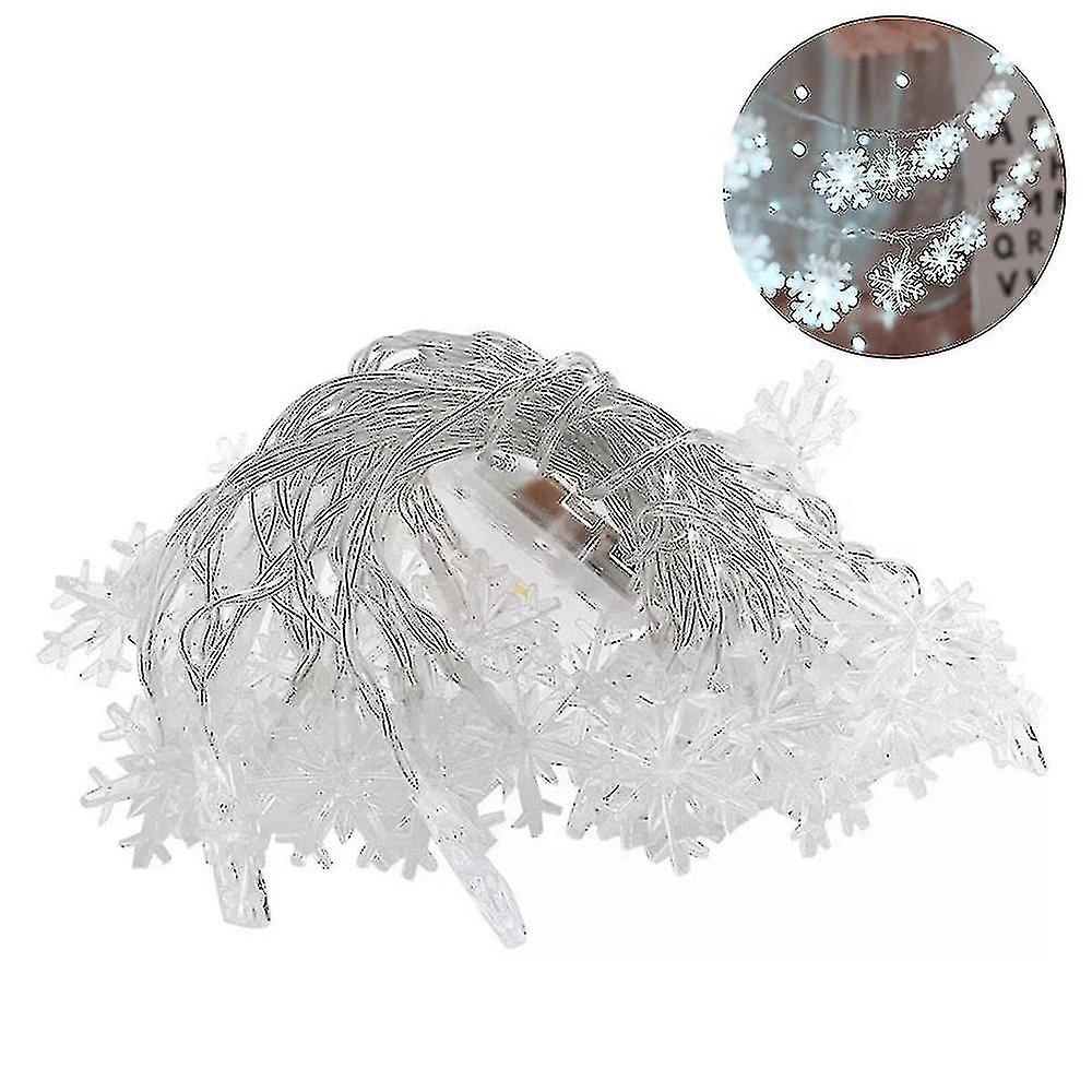 6m 40 Led Christmas Snowflake Fairy String Light Festival Window Curtain Xmas Tree Decor Battery Ope