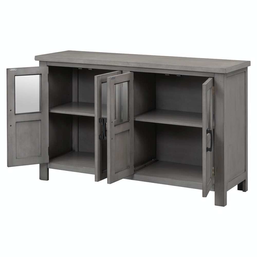 4 Door Cabinet with Adjustable Shelf and Metal Handles