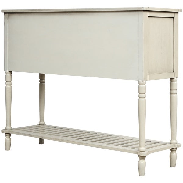 Sideboard Console Table with Bottom Shelf， Farmhouse Wood Glass Buffet Storage Cabinet Living Room Antique Grey