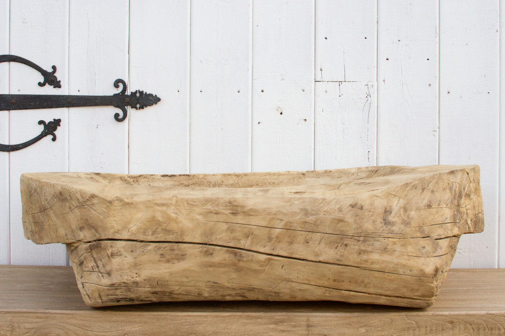 Massive Antique Bleached Wood Trough Planter   Rustic   Outdoor Pots And Planters   by De cor  Houzz