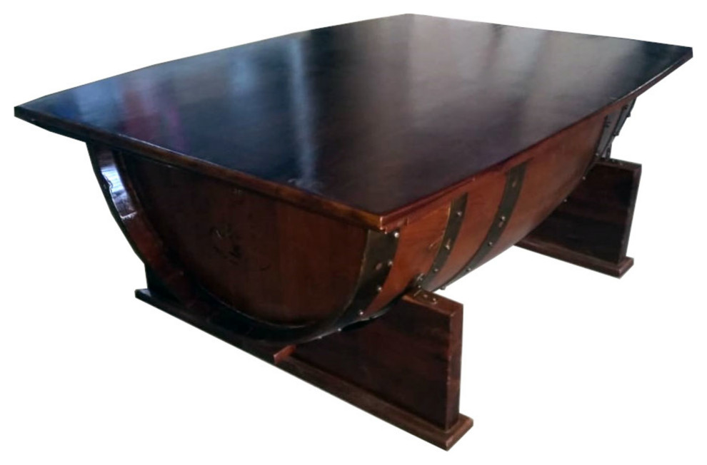 Lift Top Oak Barrel Coffee Table with Storage Compartment   Rustic   Coffee Tables   by Master Garden Products  Houzz