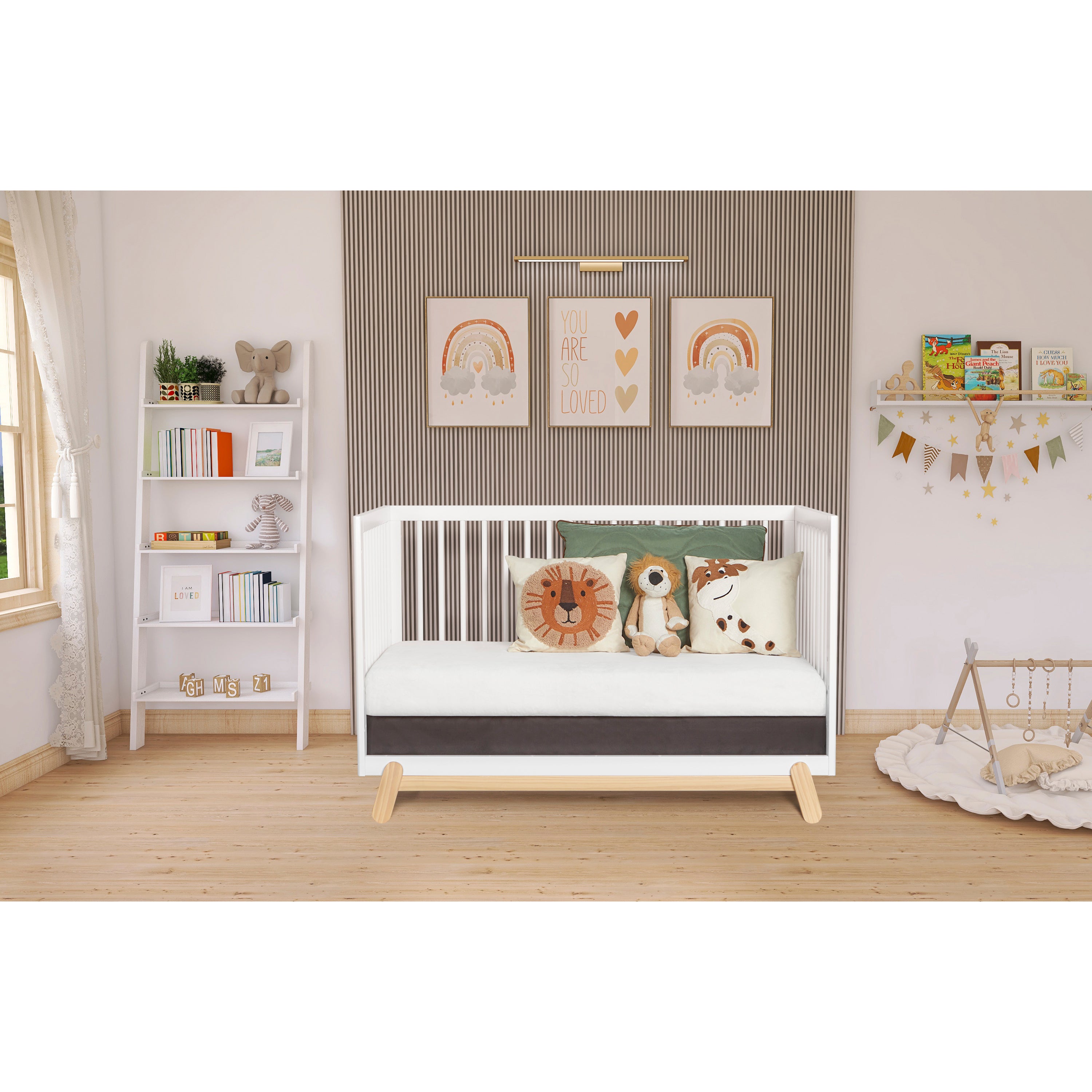 Dream On Me Hygge 5-in-1 Convertible Crib, Vintage White Oak