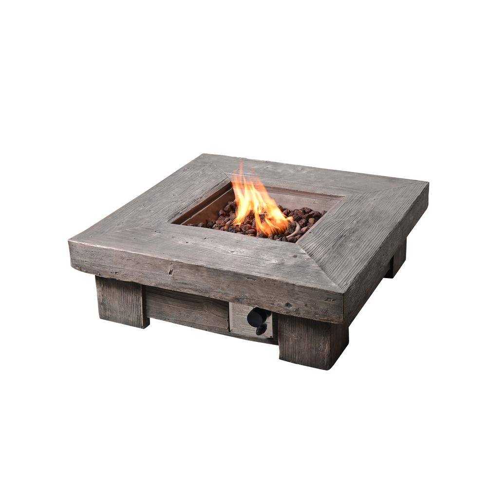 Teamson Home 35 in. Outdoor Square Light Weight Ceramic Propane Gas Fire Pit HF11501AA