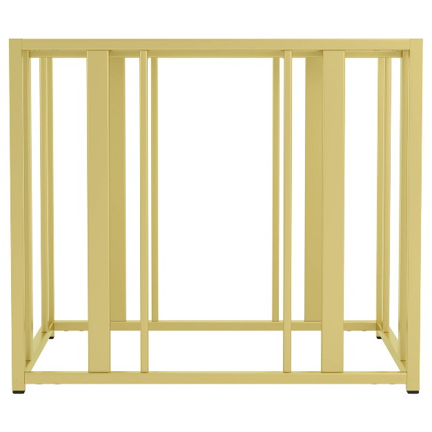 Adri Square End Table With Glass Top Matte Brass Coaster