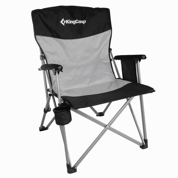 Kingcamp Padded Outdoor Folding Lounge Chair Swiveling Cupholder Side Pocket And Carry Bag For Camping Sporting Events And Tailgating