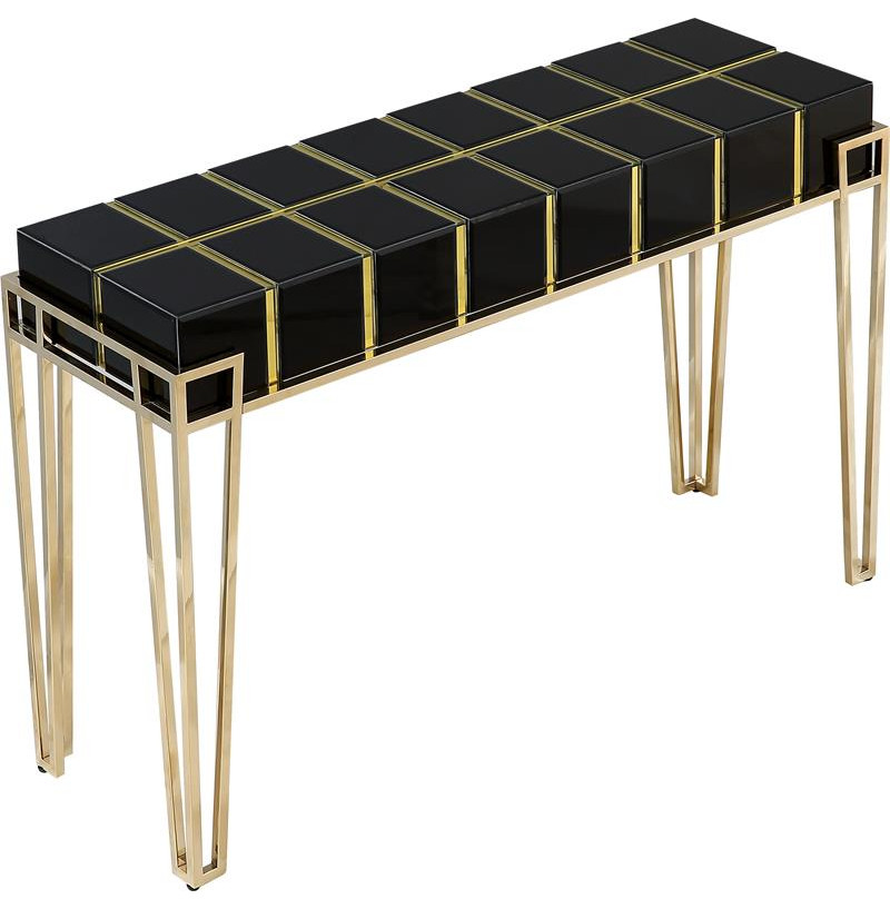 Camden Isle Tuxedo Black Mirrored Console Table   Contemporary   Console Tables   by Homesquare  Houzz