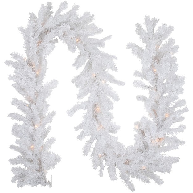 Prelit Snow White Artificial Christmas Garland Clear Lights