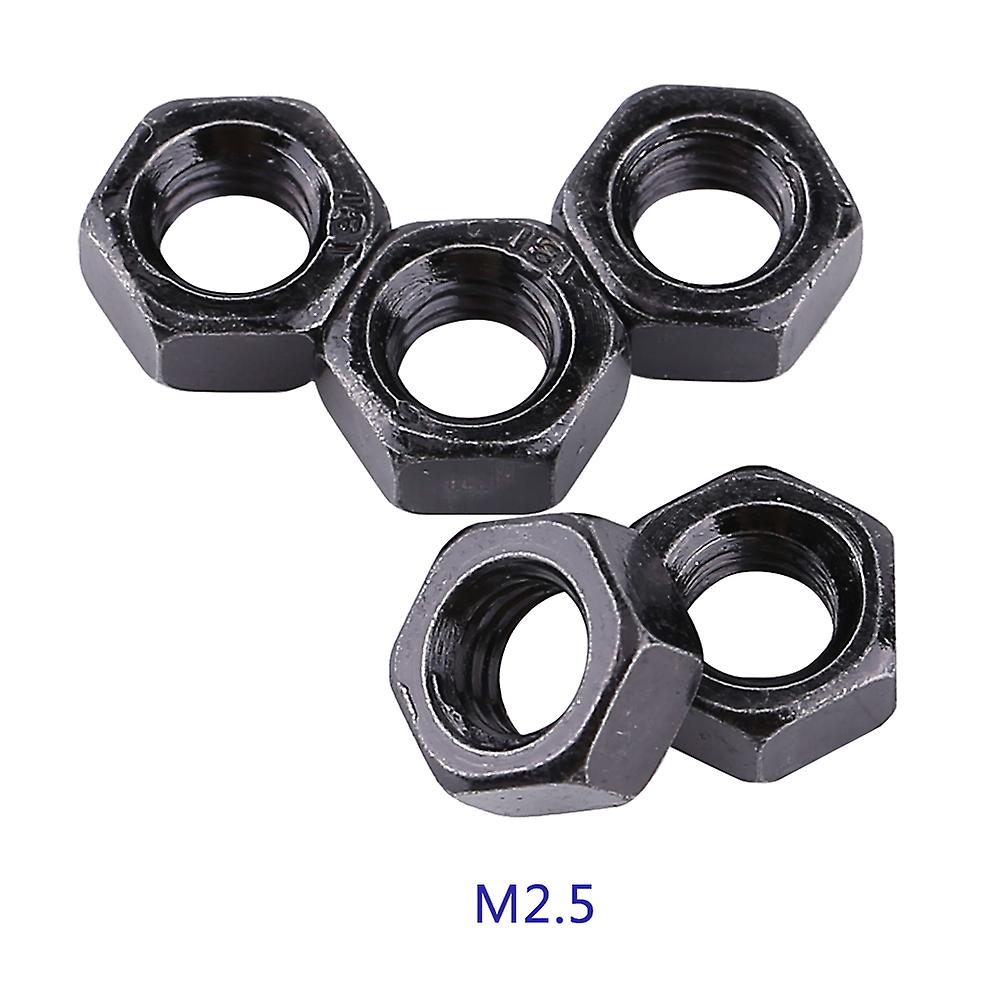 100 Pack Zinc Plated Carbon Steel Metric Hex Hexagonal Nuts M2-m5 Black Thread Nut For Machinery Industry[m3]