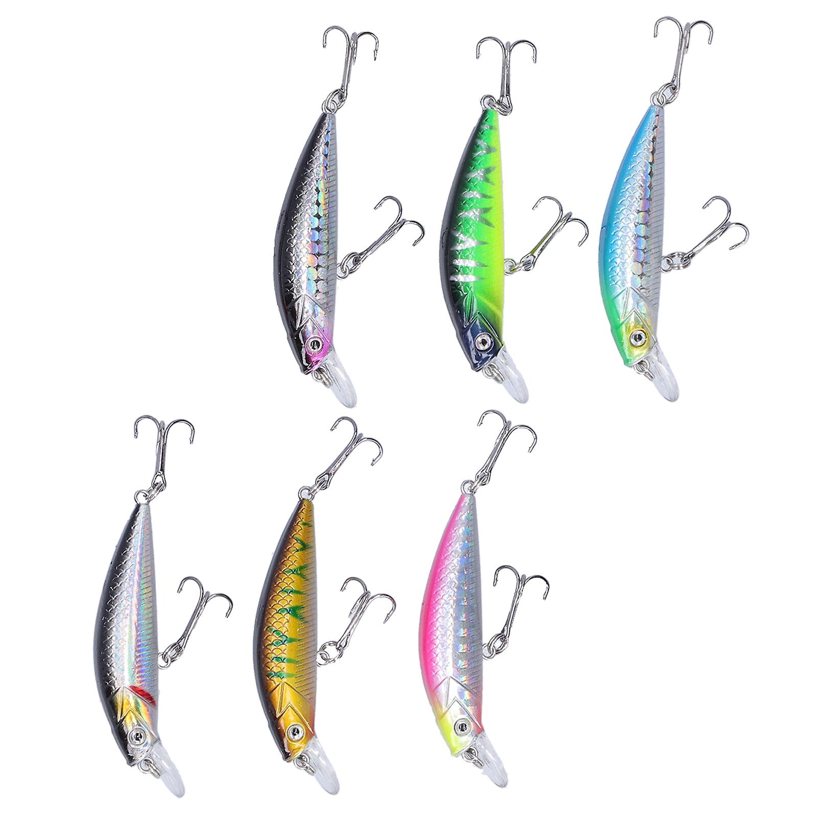 6pcs Fishing Lures Hard Bait Minnow Crank Bait With Double Hook Bass Crankbait Wobblers