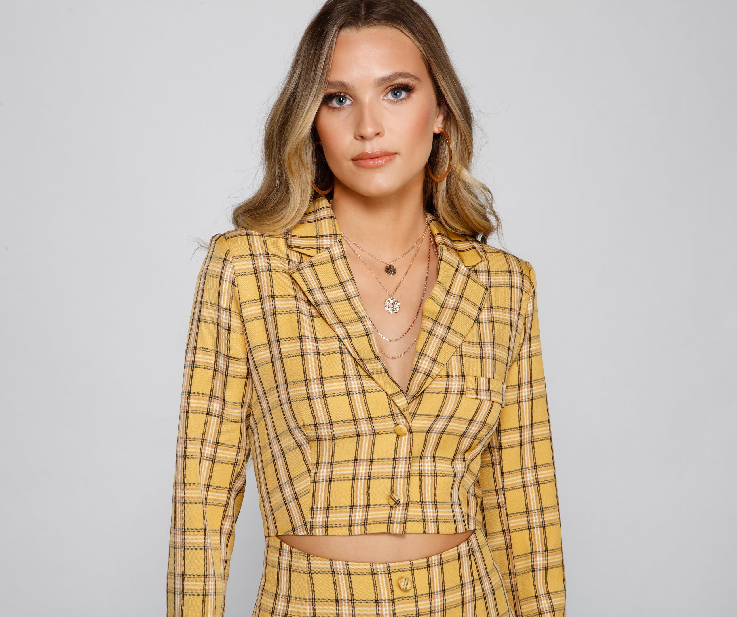 Get A Clue Plaid Blazer Dress