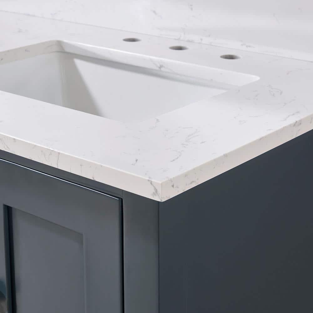 Altair Trento 61 in W x 22 in D Engineered Stone Composite Vanity Top in Aosta White with White Rectangular Double Sink