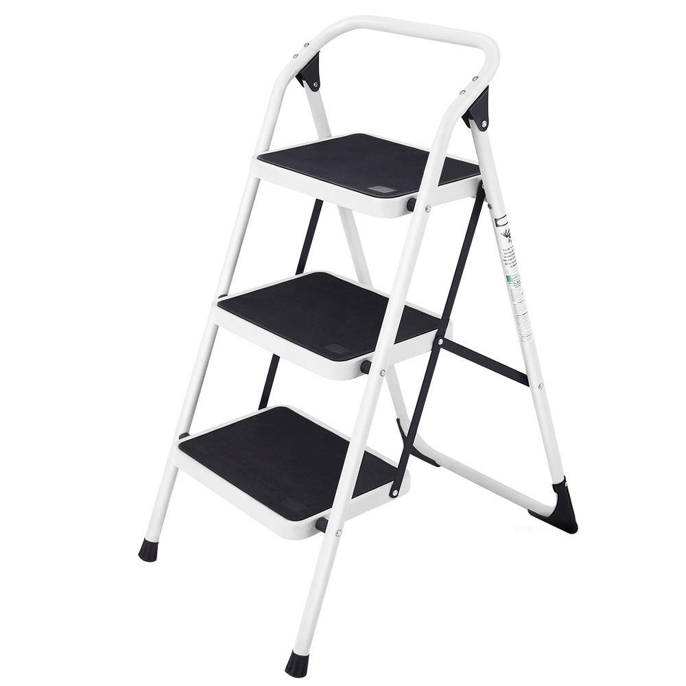 WELLFOR 3-Step Heavy-duty Iron Frame Folding Step Stool 330 lbs. TL-HGY-35248