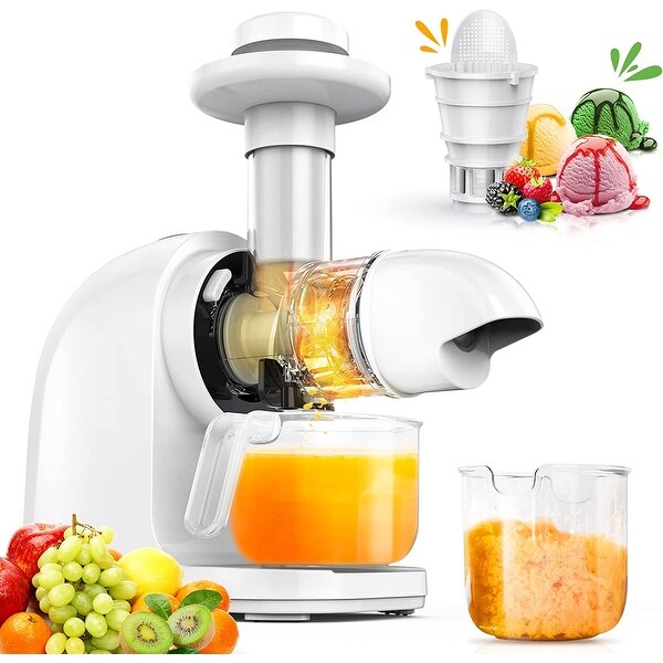 Juicer Machine with Ceramic Auger， Slow Masticating Juicer 95% Juice Yield with Reverse Function， Quiet Motor Extractor