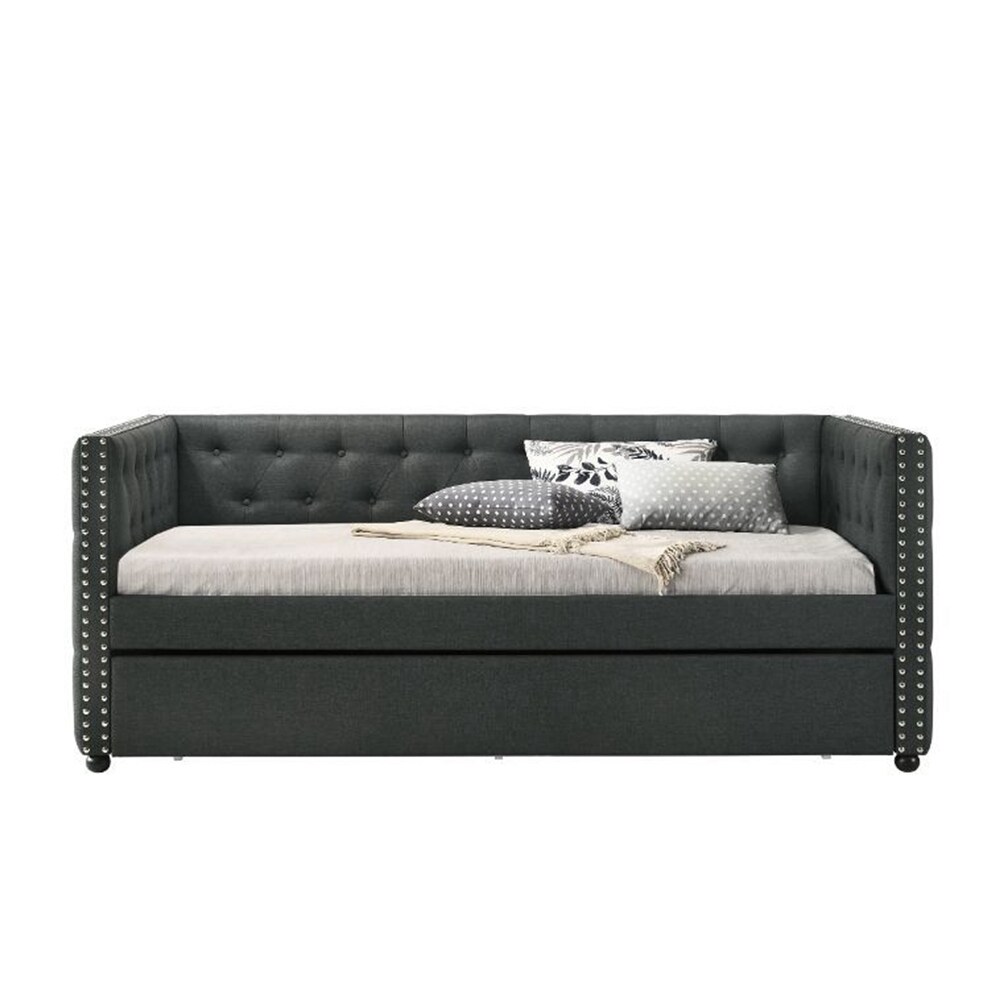 Twin Daybed   Trundle   Gray Fabric