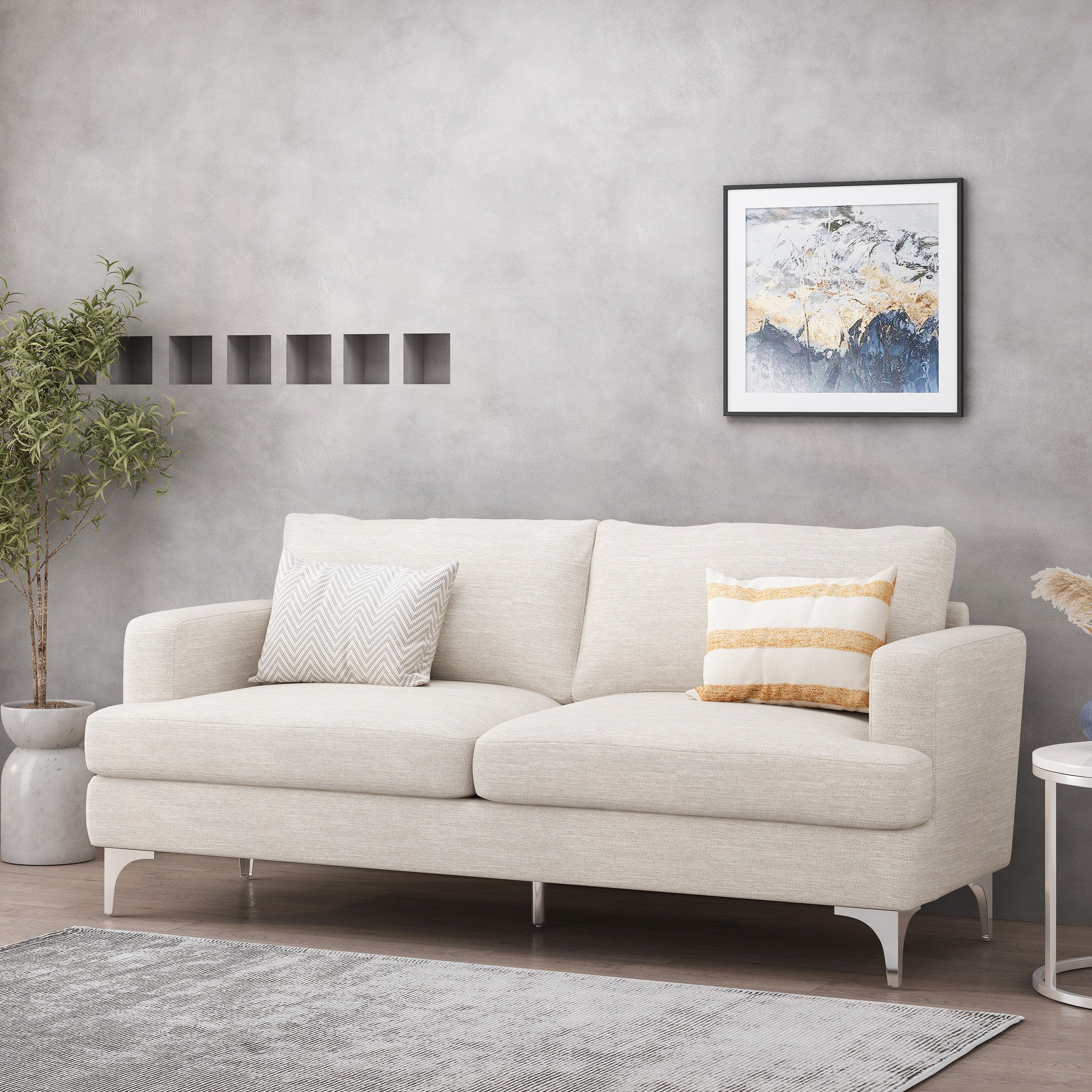 Eliphaz Contemporary Fabric 3 Seater Sofa