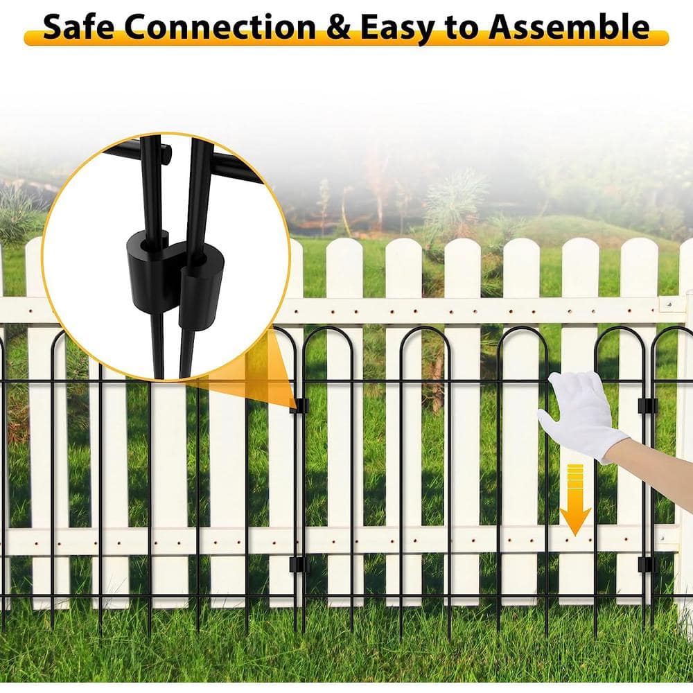 Oumilen 25-Pack Garden Fence Decorative No Dig Fence Rustproof Black Metal Animal Barrier Border Fence LT-K302