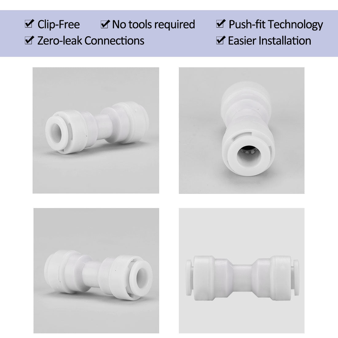 3pcs 1/4 Inch Straight Quick Connect Water Tube Filter Fittings Water Filter Hose Connector Pipe Joint Reverse Osmosis