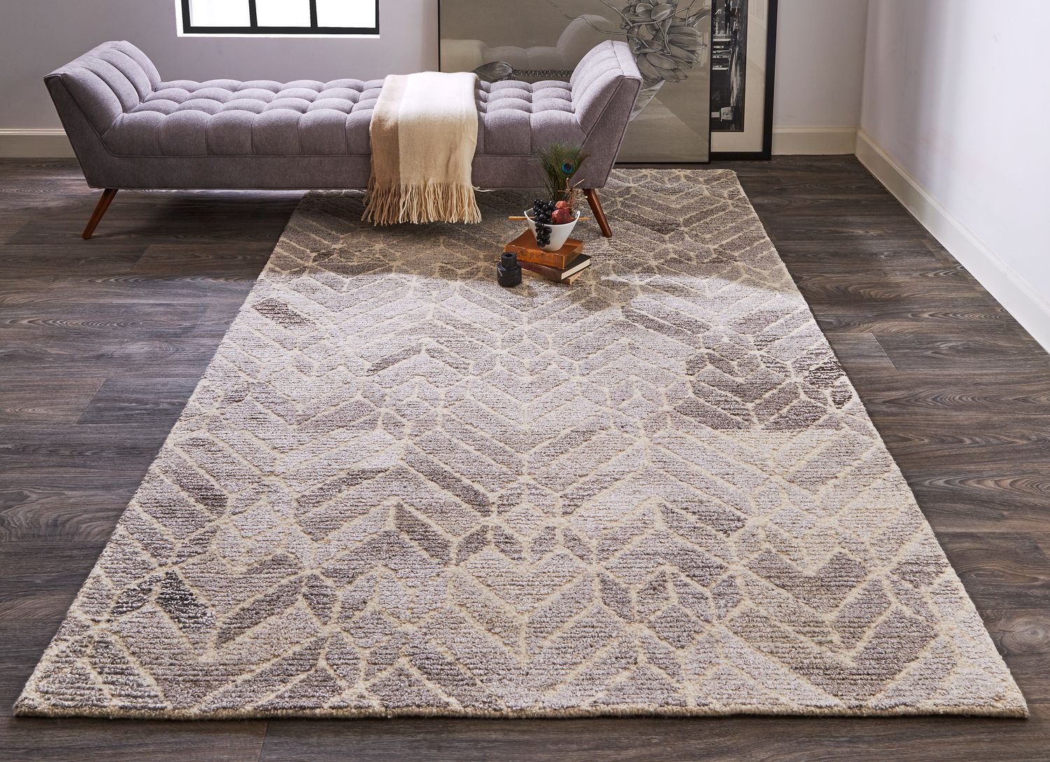 Palatez Hand Tufted Opal Gray and Warm Rug by BD Fine