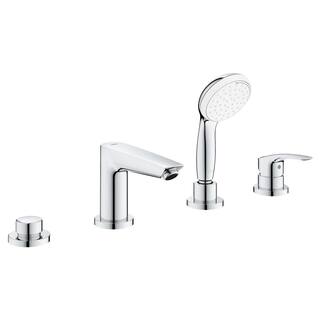 GROHE Eurosmart Single-Handle Deck Mount Roman Tub Faucet with Hand Shower in StarLight Chrome 25245003