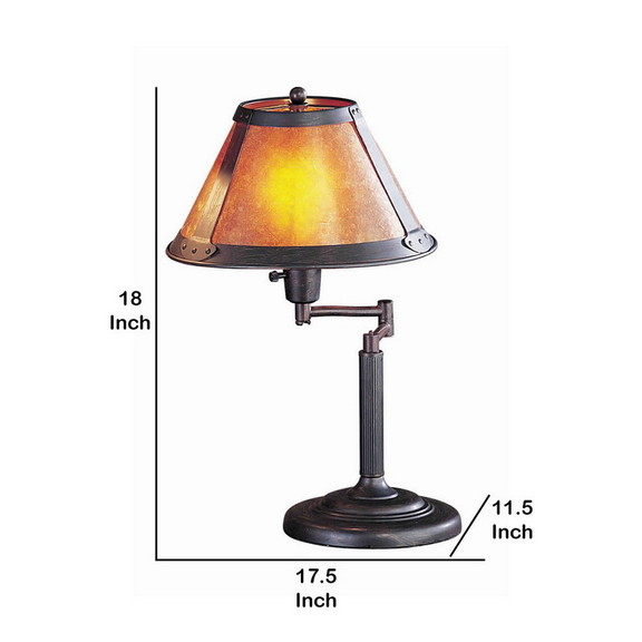 Benjara BM223703 Metal Body Swing Arm Table Lamp w...