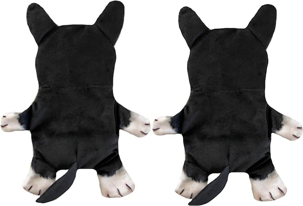 Piggy Poo and Crew Boston Terrier Paper Crinkle Squeaker Toy， 2 count