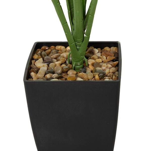 Green Faux Foliage Monstera Artificial Plant with Realistic Leaves and Black Tapered Pot