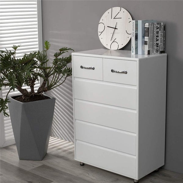 6 Drawers Dressers Chest of Drawer Bedroom Cabinet Tall Storage Nightstand Sidetable for Living Room (6 Drawers， White) - - 37668298