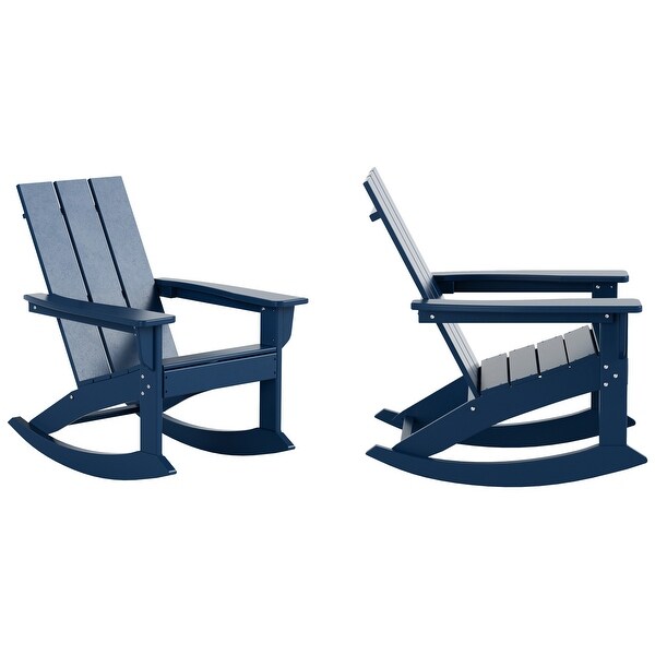 Polytrends Shoreside Modern EcoFriendly All Weather Poly Adirondack Rocking Chairs (Set of 2)