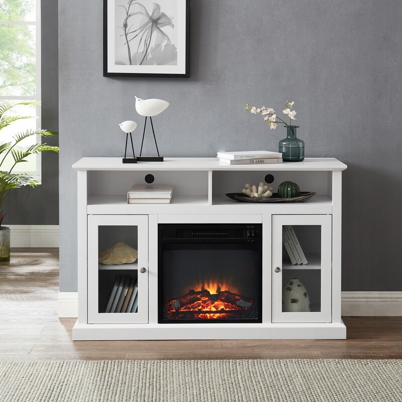 Modern Electric Fireplace TV Stand for TV's Up to 55 inch  White