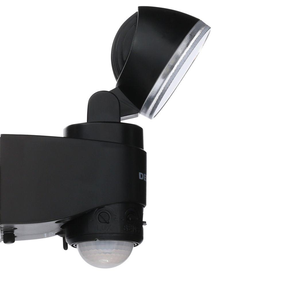 180-Degree 1-Head Outdoor Black LED Battery Power Flood Light