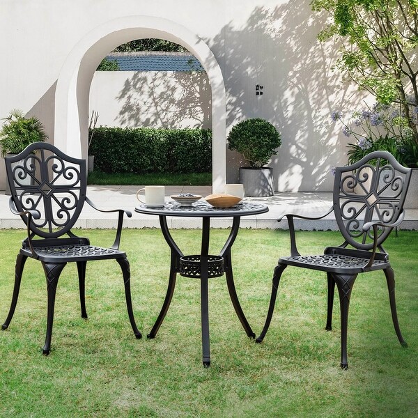 NUU GARDEN 3piece Black Cast Aluminum Patio Bistro Set