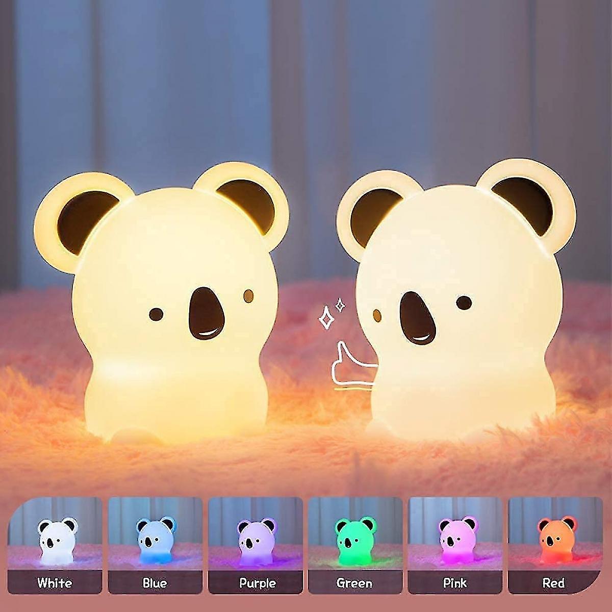 Koala Night Light For Kids Room Colorful Silicone Touch Sensor RGB Dimming Bedside Desktop Lamp