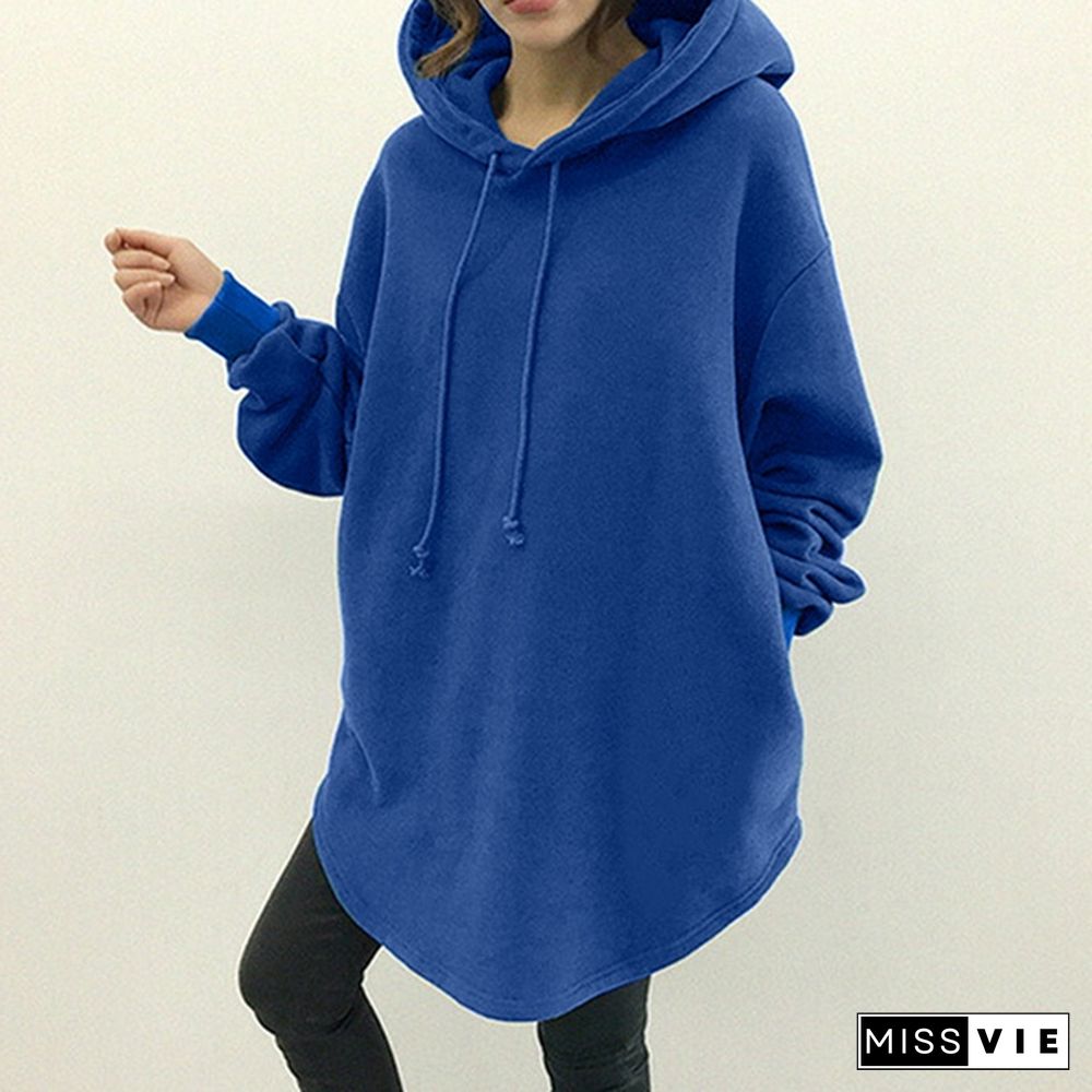 Womens Loose Blouse Casual Pullover Shirt Sweatshirt Top Hoodies Hooded Dress Plus Size