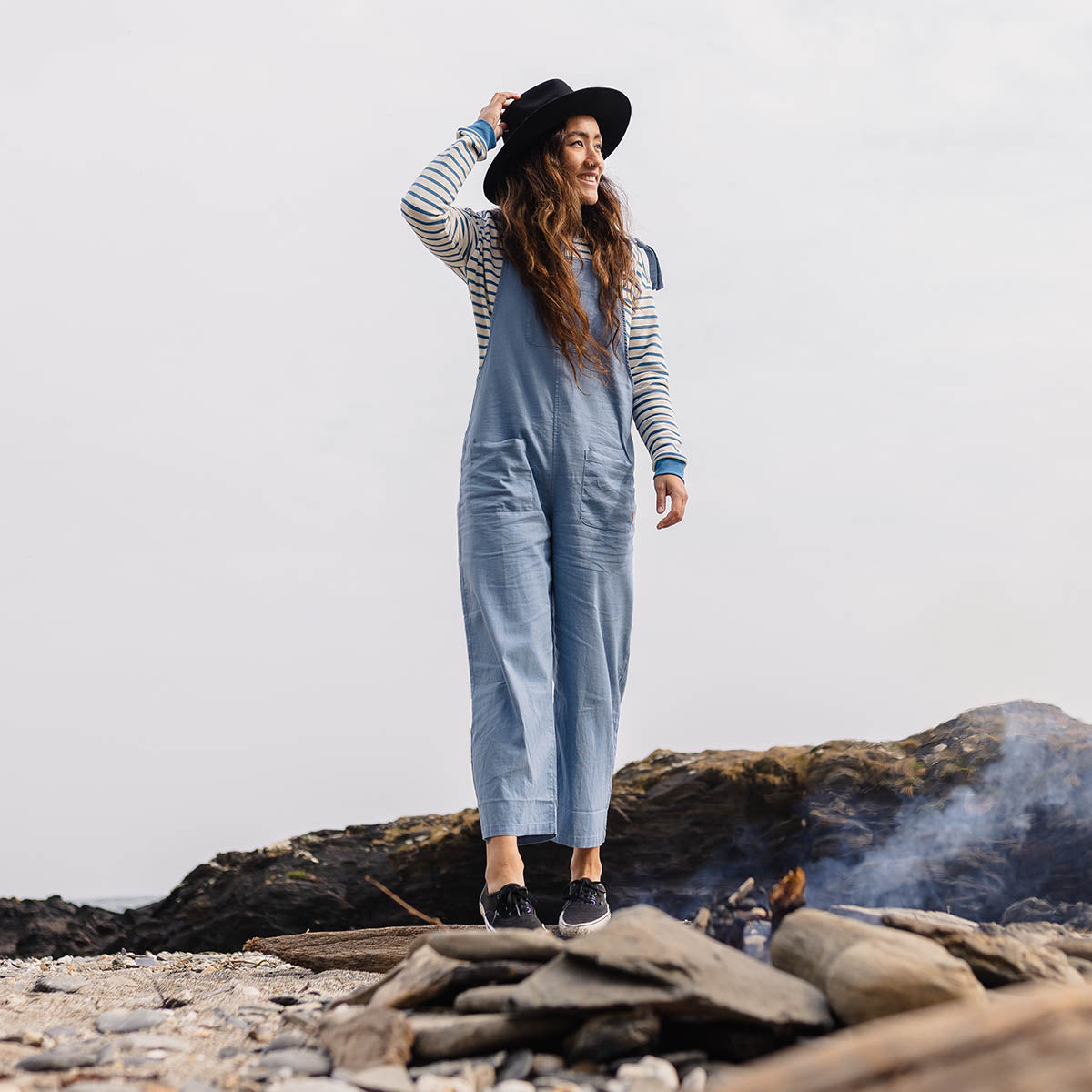 Carefree Hemp Dungarees - Blue Shadow