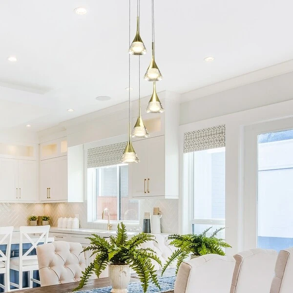 VONN Lighting Amalfi 5-Light ETL Certified Integrated LED Adjustable Chandelier Shades Gold - 11 