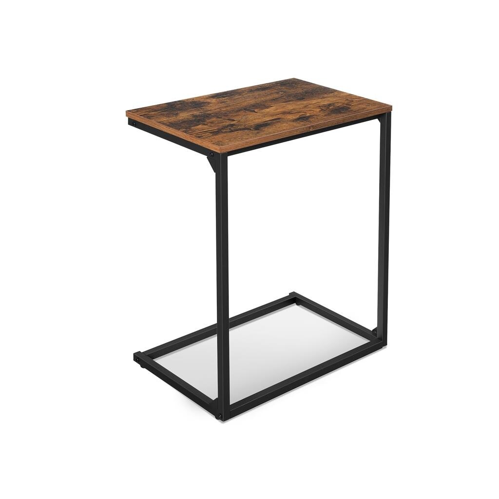 Sofa Side Table， Laptop Table， End Table， Work in Bed or on The Sofa， Simple Structure - Rustic Brown and Black